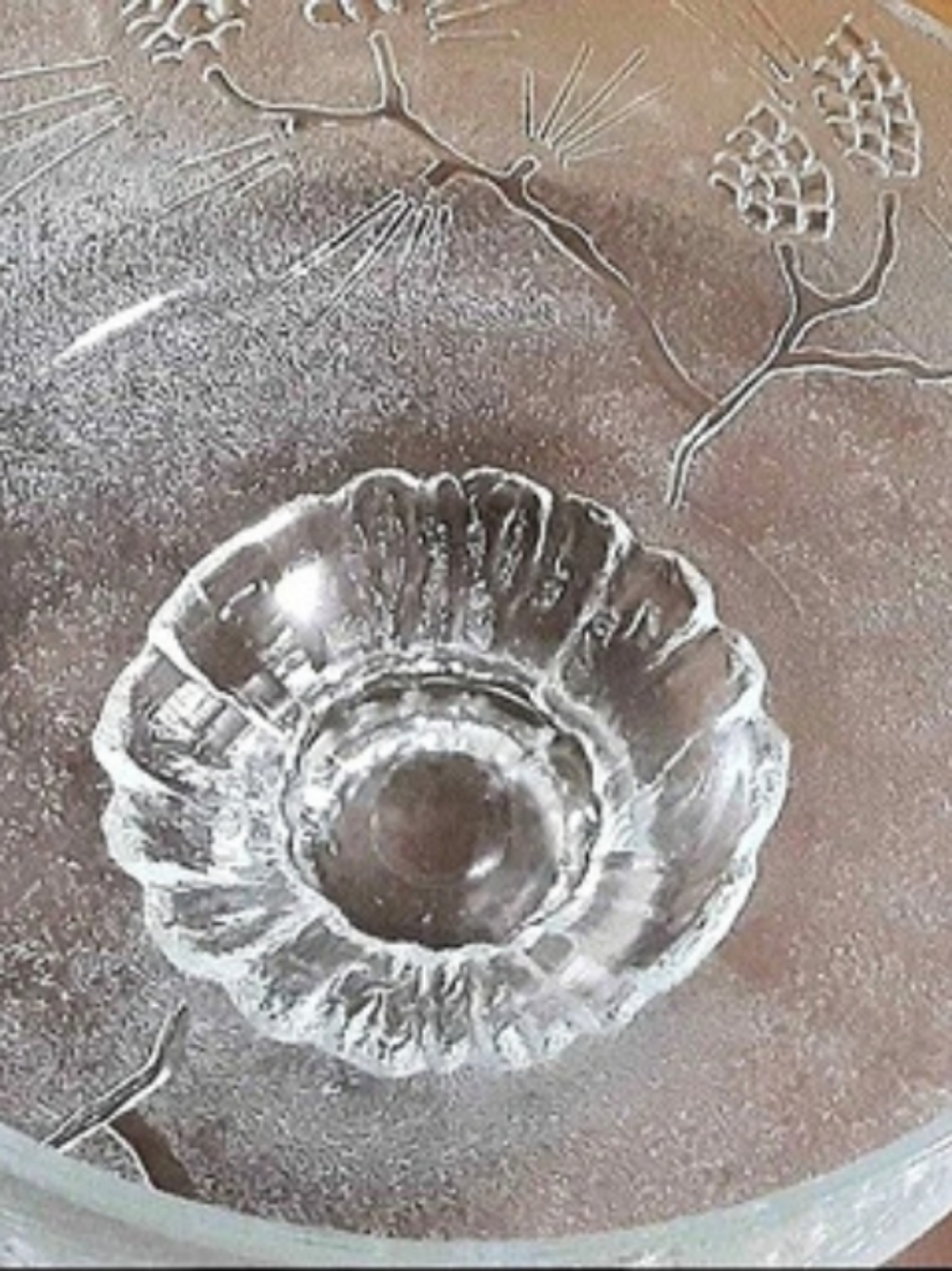 Indiana Glass Tiara Ponderosa Pine Footed Serving Bowl Large